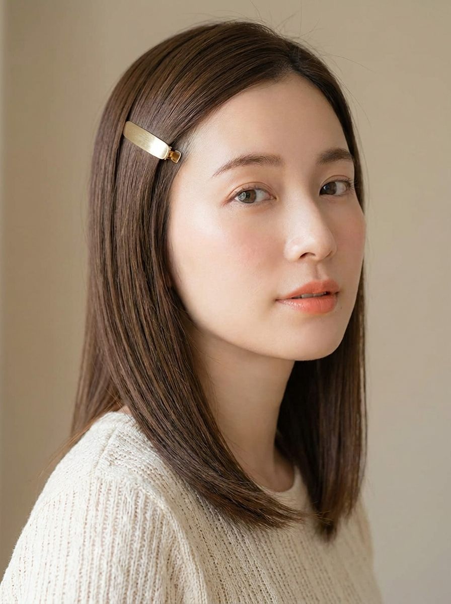 Glatte Haare mit minimalistischer Spange - haarspangen